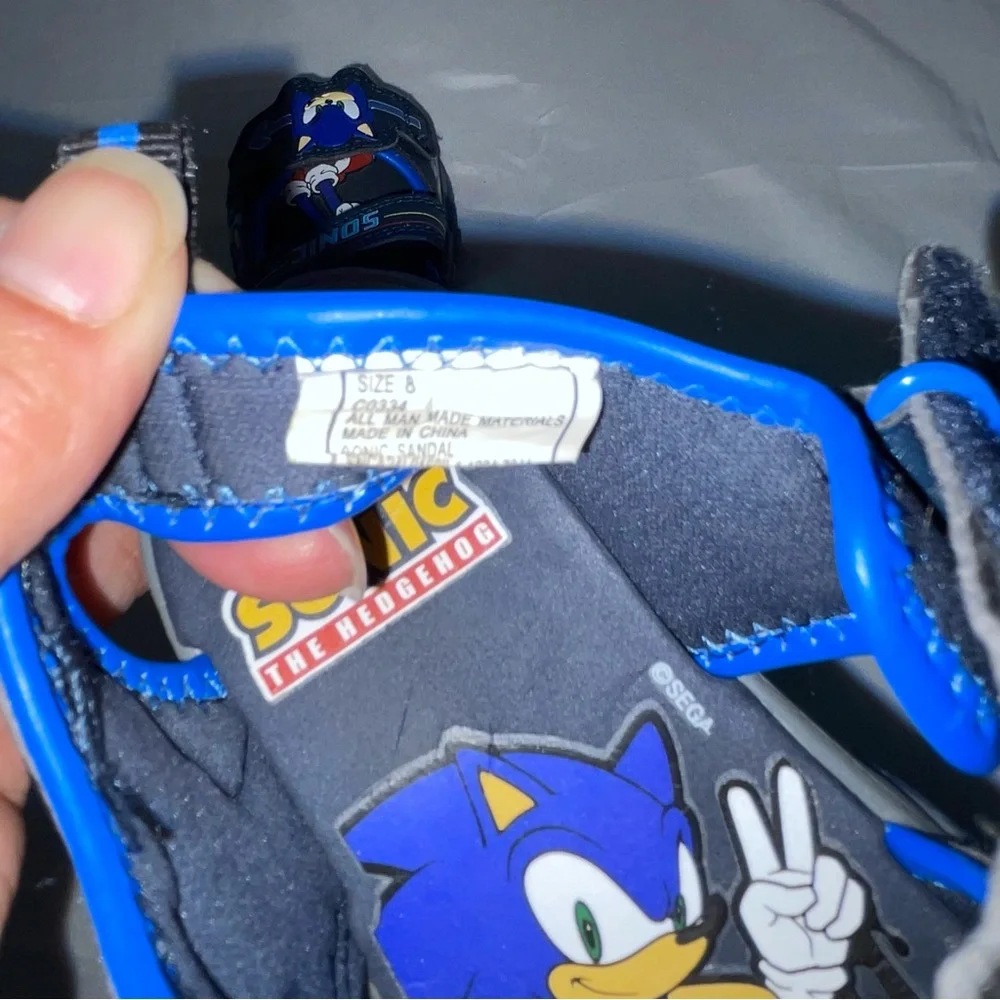 Sonic the Hedgehog Toddler Boys Blue Sport Sandals‎ Hook Loop Size 8 C0334